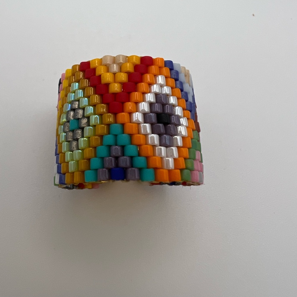 Geometric Pattern Stylish Miyuki Beaded Adjustable Rings - Trendy Boho Rings - Picture 6 of 12
